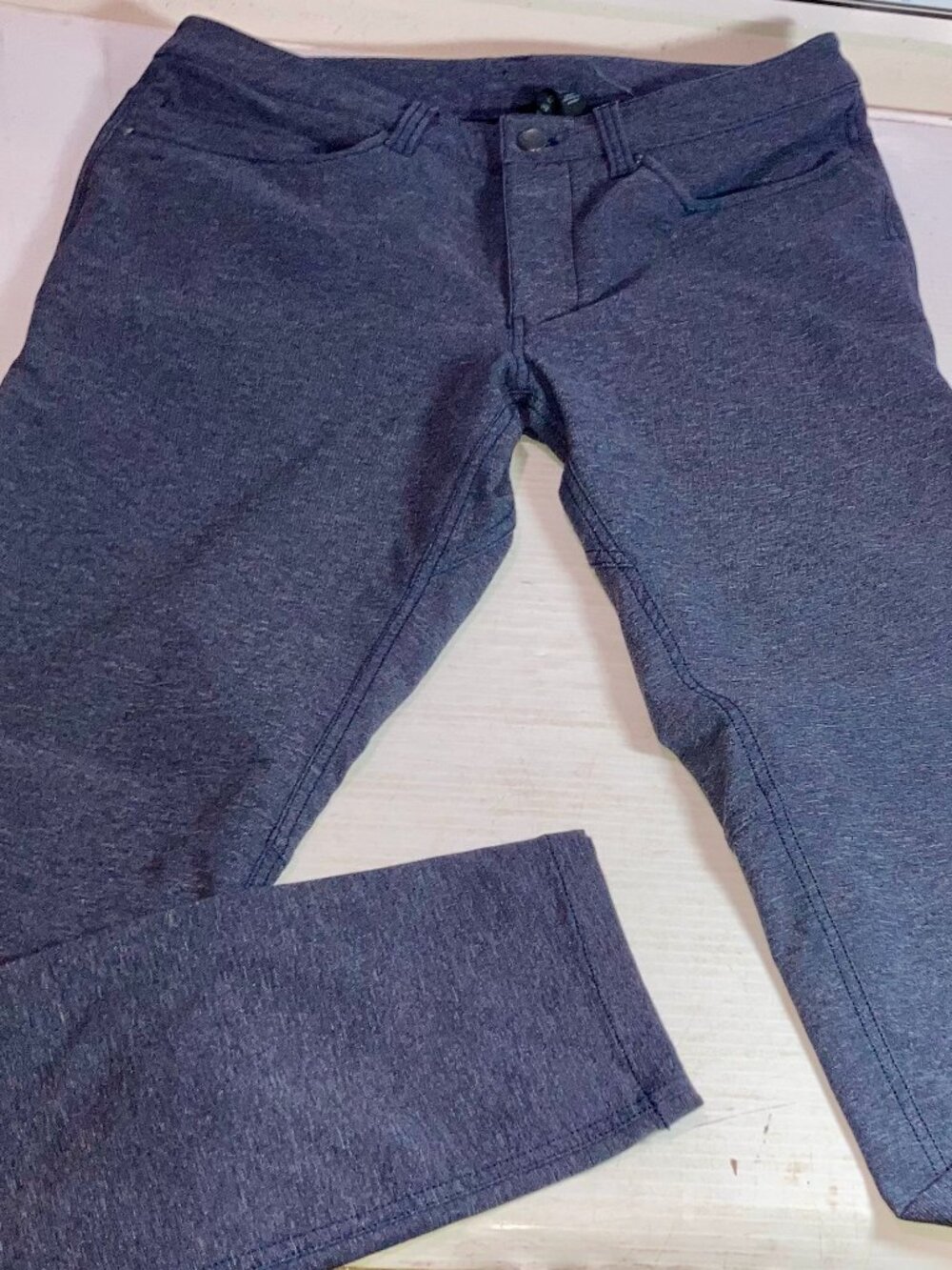 Lululemon ABC Skinny Tech Canvas Stretch Pants Heather Blue Sz 31 M5A93S